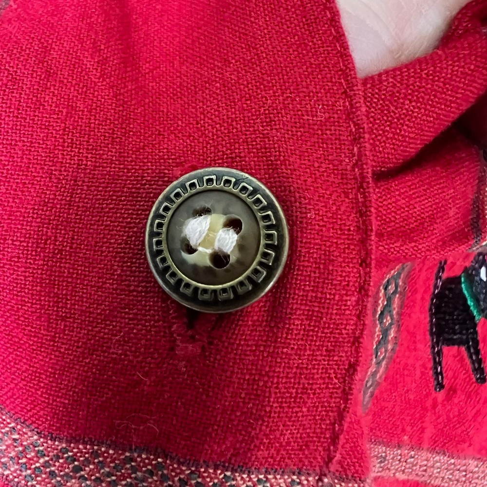 Vintage Karen Scott Shirt Womens Red Plaid Scottish Terrier Embroidered Size 1X - Picture 7 of 9